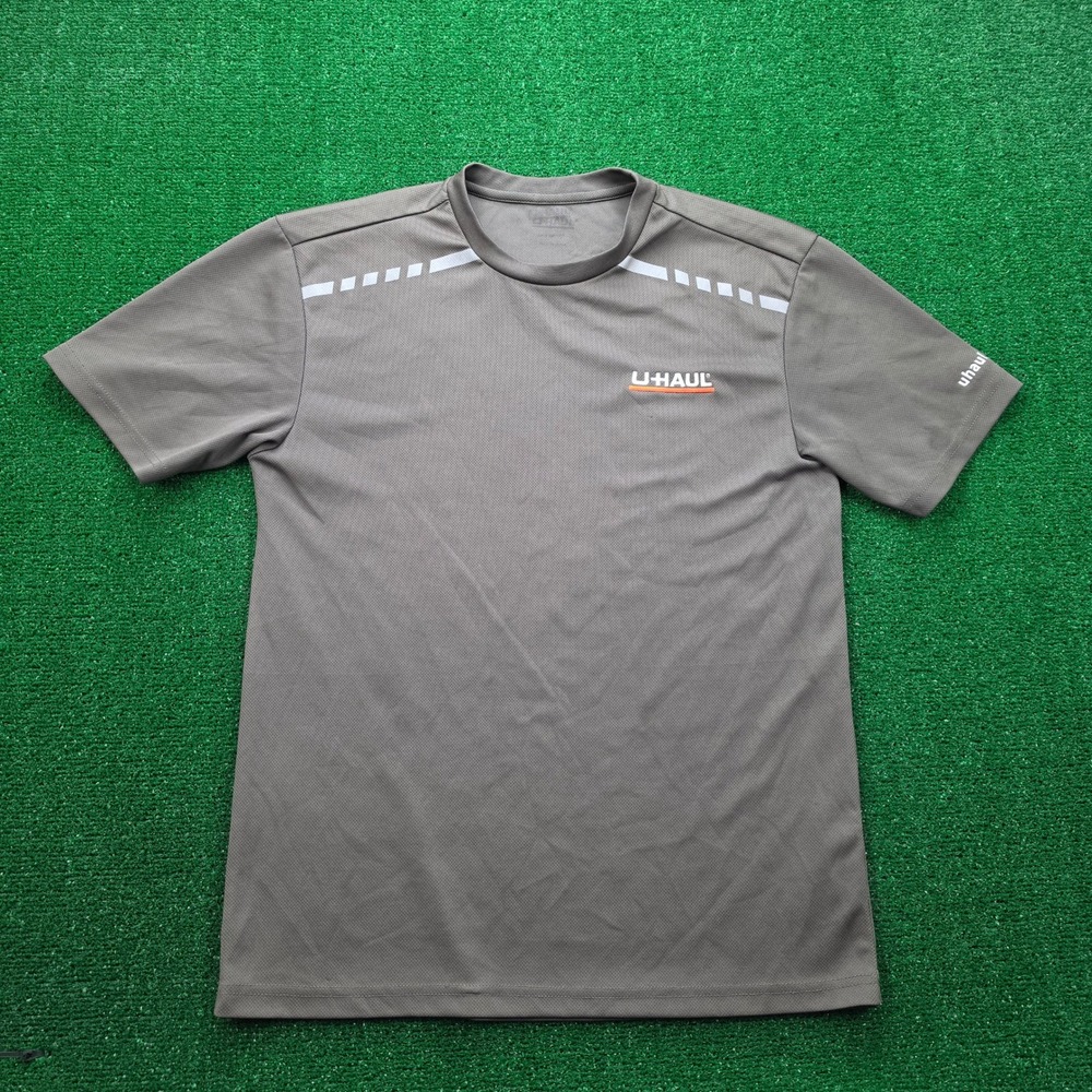U-Haul Employee Tshirt Mens Medium Brown Olive Short Sleeve Uniform Work Wear